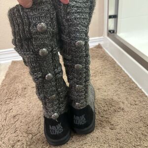 Muk Luks Charcoal Knit Button Boots